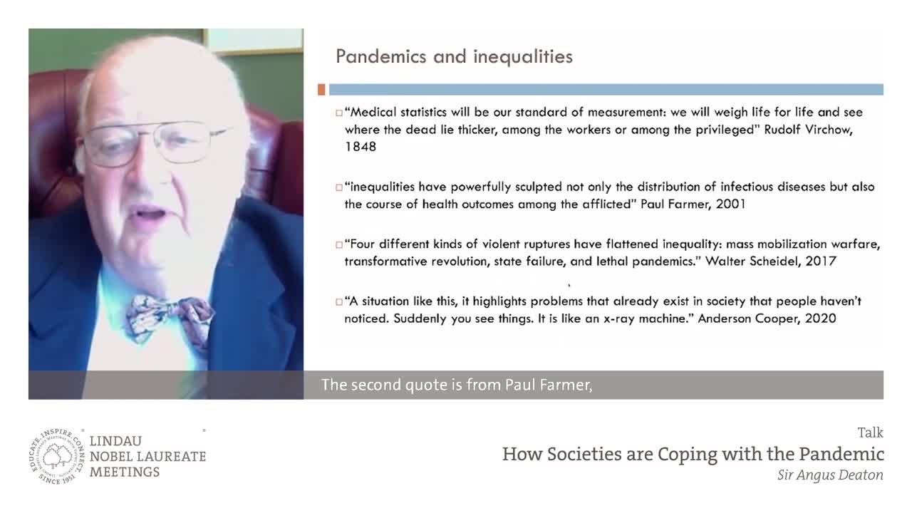 Sir Angus Deaton (2020) - Inequalities and COVID-19