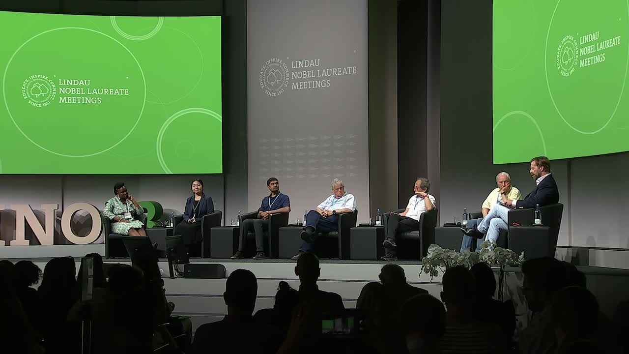 Artificial Intelligence and Medicine (2023) - Aaron Ciechanover, Ang Cui, Avram Hershko, Michael Levitt, Shwetak Patel, Aderonke Sakpere; Moderator: Bart de Witte 