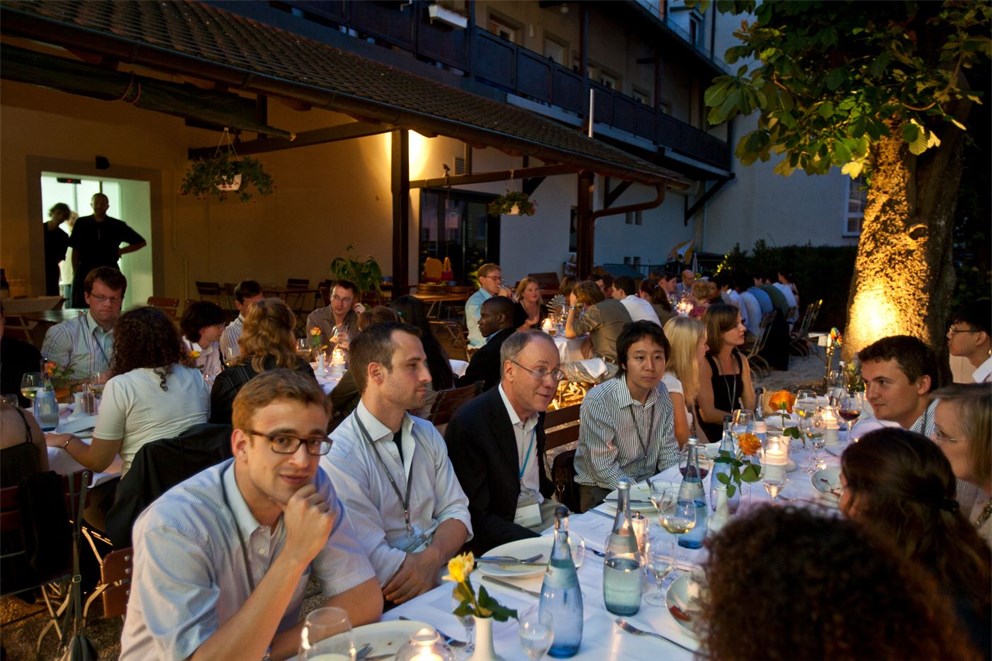 Young reseachers at dinner