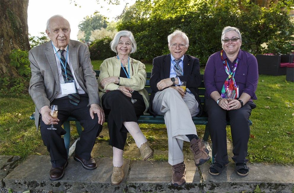 Laureate Roy Glauber and his wife next to Laureate John Hall and his wife at the Foundation dinner.