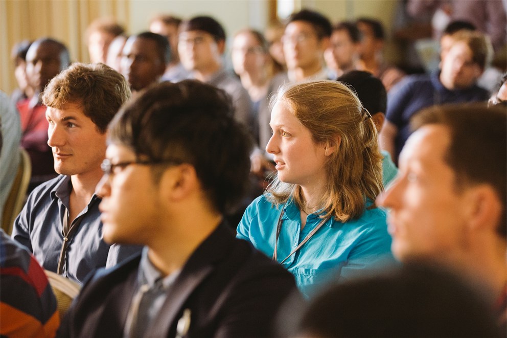 Young researchers taking part in a young scientists discussion at the 66th Lindau Nobel Laureate Meeting.