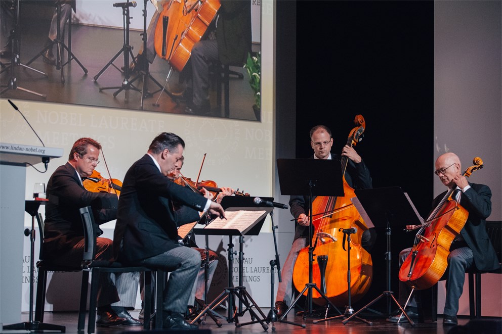 Ensemble of the Vienna Philharmonic Orchestra playing at the Opening Ceremony
