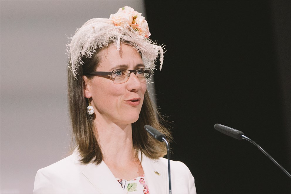 Countess Bettina Bernadotte delivering her welcome speech at the opening ceremony of the 68th Lindau Nobel Laureate Meeting