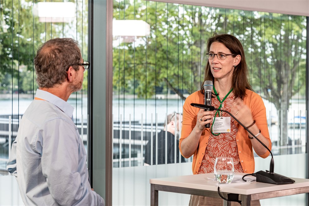Brian Malow interviewing Countess Bettina Bernadotte at the 70th Lindau Nobel Lauerate Meeting.