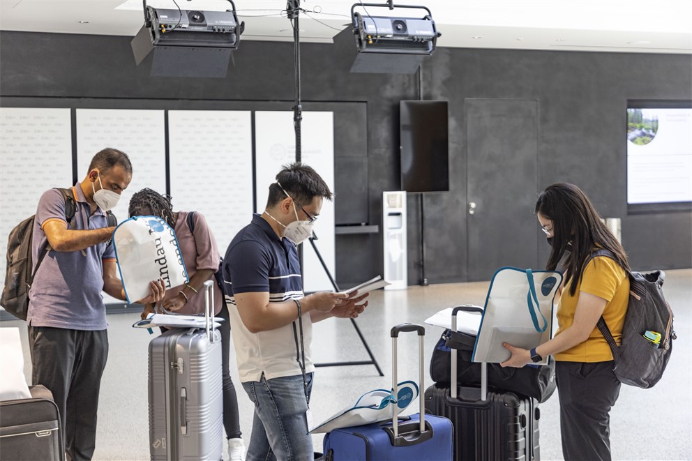 Young scientists arriving for the 71st Lindau Nobel Laureate Meeting.