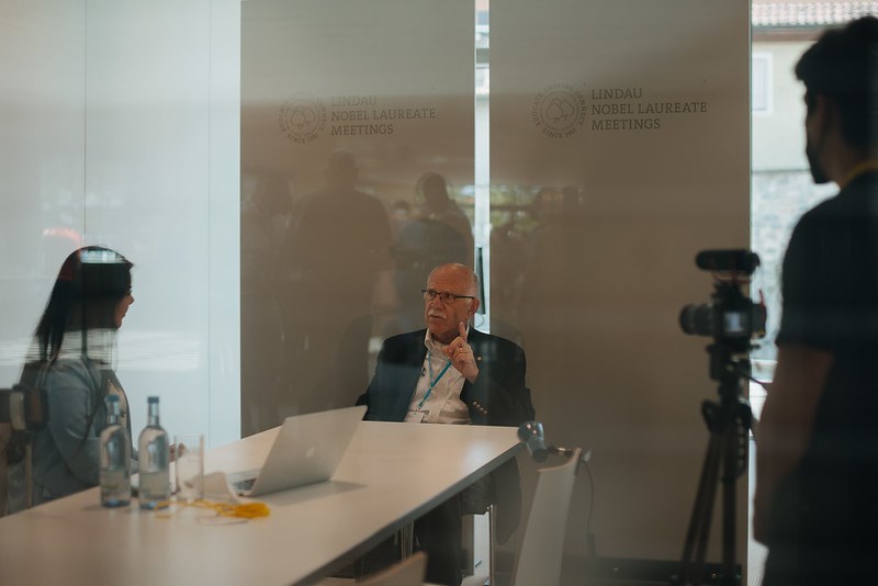 Louis Ignarro giving an interview.