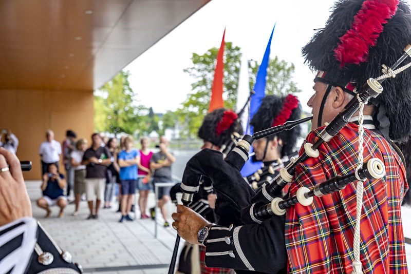 Music band playing at the get-together.