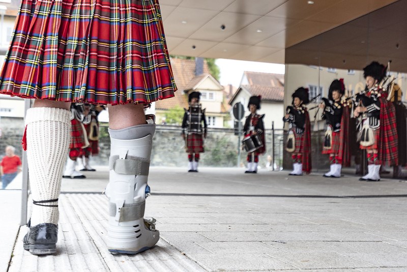 Music band playing at the get-together.