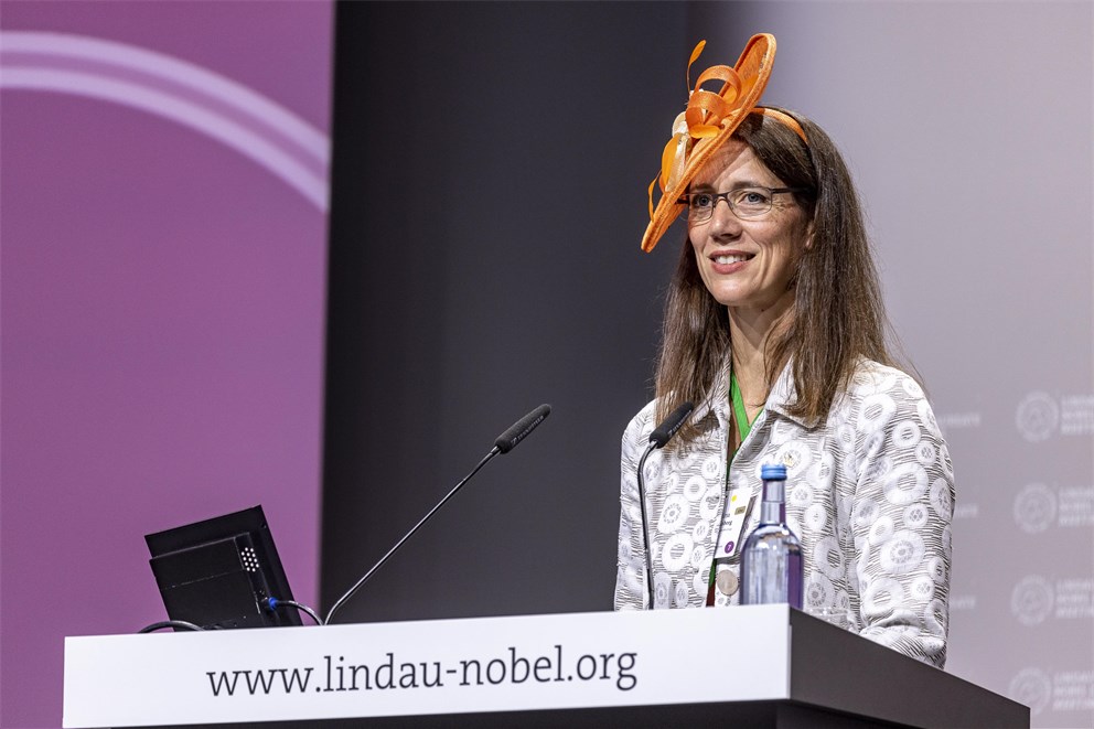 Countess Bettina Bernadotte opening the 7th Lindau Meeting on Economic Sciences.