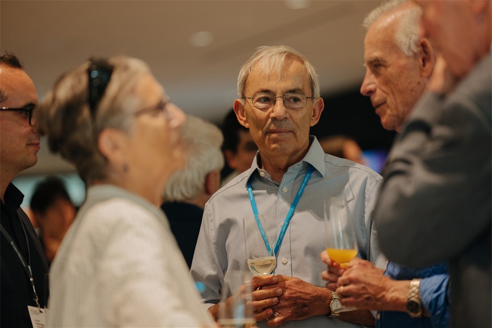 Sir Christopher A. Pissarides & Christopher A. Sims at the 7th Lindau Meeting on Economic Sciences.
