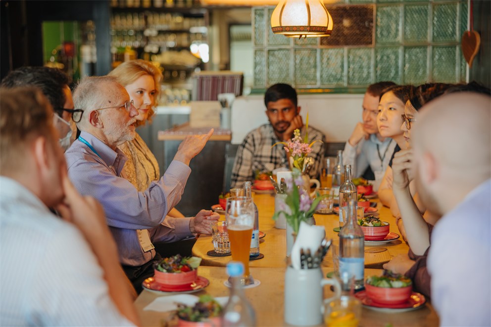 Young Scientists having lunch with Charles Rice