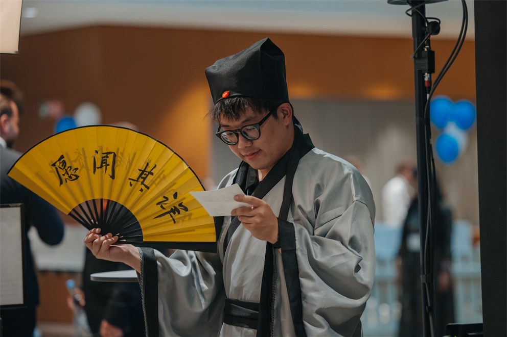 Young Scientist in traditional attire at the Bavarian Evening